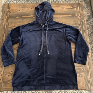 Women’s Chico’s Zenergy Navy Velour Hoodie Size 12/14 Cozy Luxe